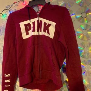 💗burgundy victoria secrets pink hooded jacket!💗